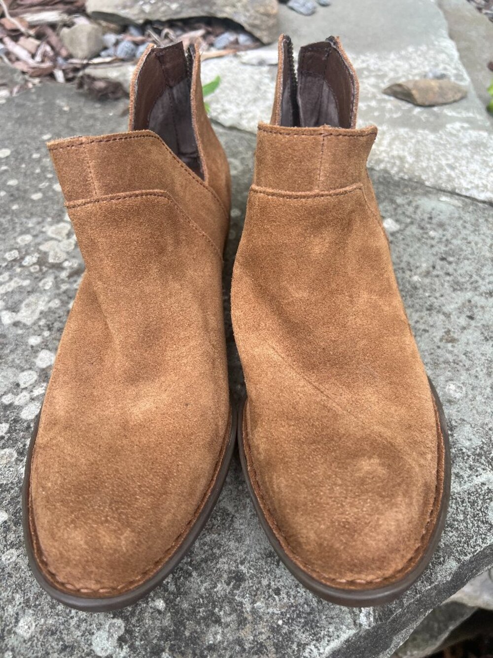 Bjorn booties suede chestnut womens 7.5M zip back pointed toe boho western